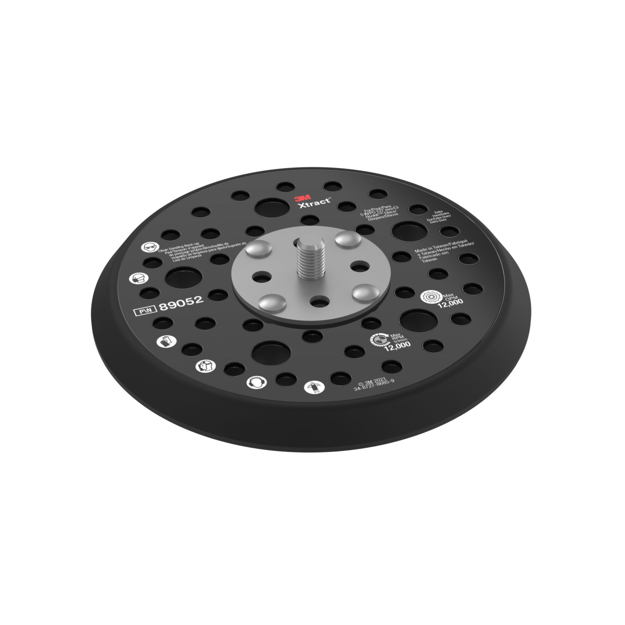 3M Xtract™ Plato de soporte, 89052, 127 mm, extra duro, negro