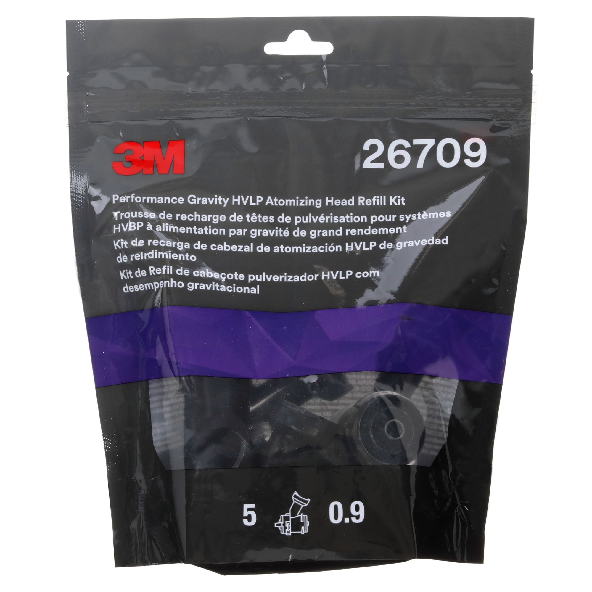 3M™ Kit de recarga de boquillas HVLP de gravedad de alto rendimiento, blanco, 0.9, 26709
