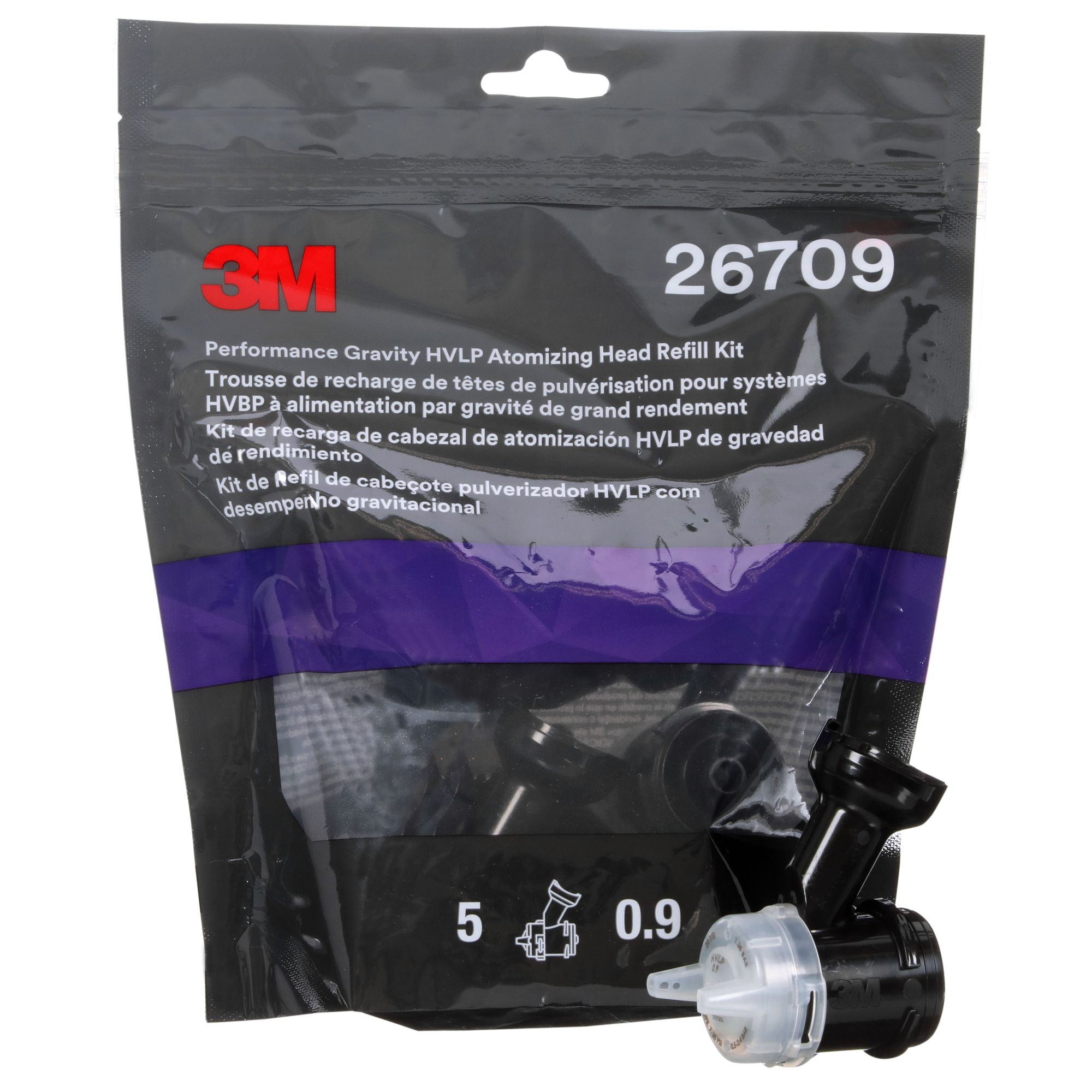 3M™ Kit de recarga de boquillas HVLP de gravedad de alto rendimiento, blanco, 0.9, 26709