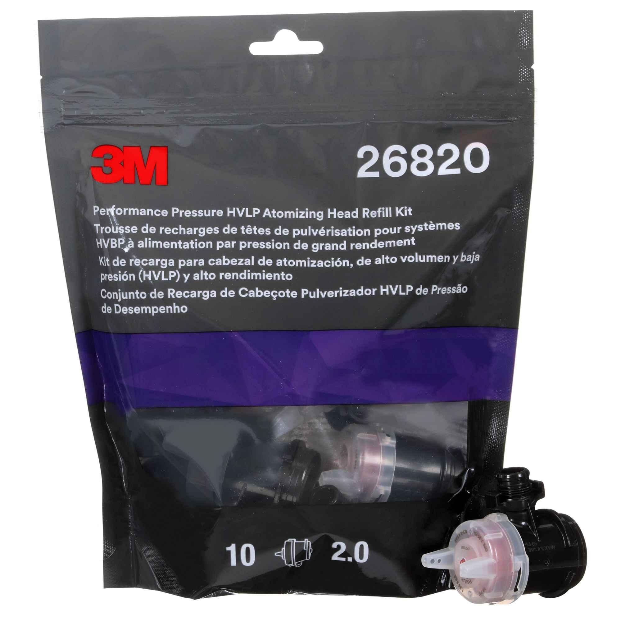 3M™ Kit de recarga de boquillas HVLP de presión de alto rendimiento, roja, 2.0 26820