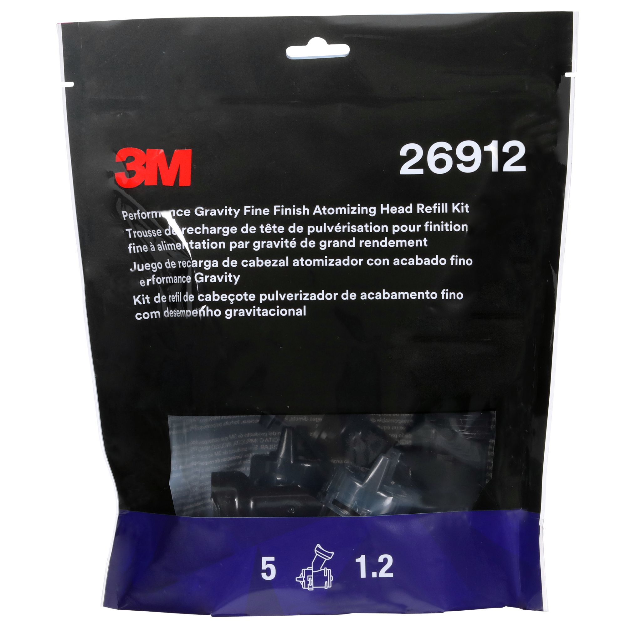 3M™ Kit de recarga de boquillas de acabado fino por gravedad de alto rendimiento, Azul, 1.2, 26912