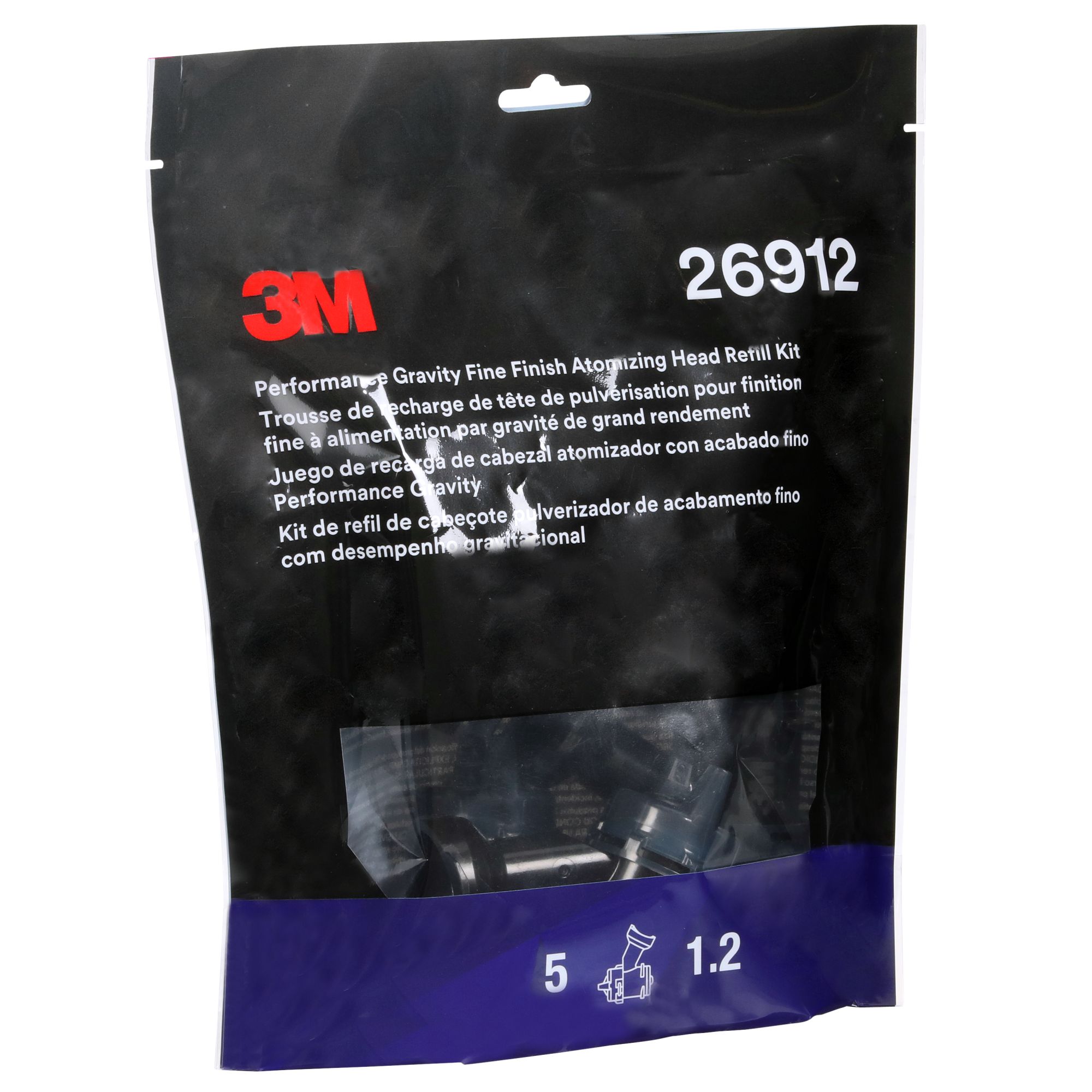 3M™ Kit de recarga de boquillas de acabado fino por gravedad de alto rendimiento, Azul, 1.2, 26912