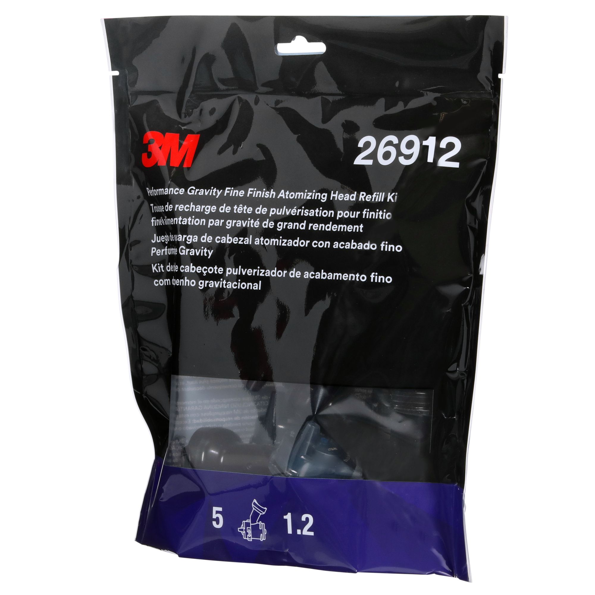 3M™ Kit de recarga de boquillas de acabado fino por gravedad de alto rendimiento, Azul, 1.2, 26912