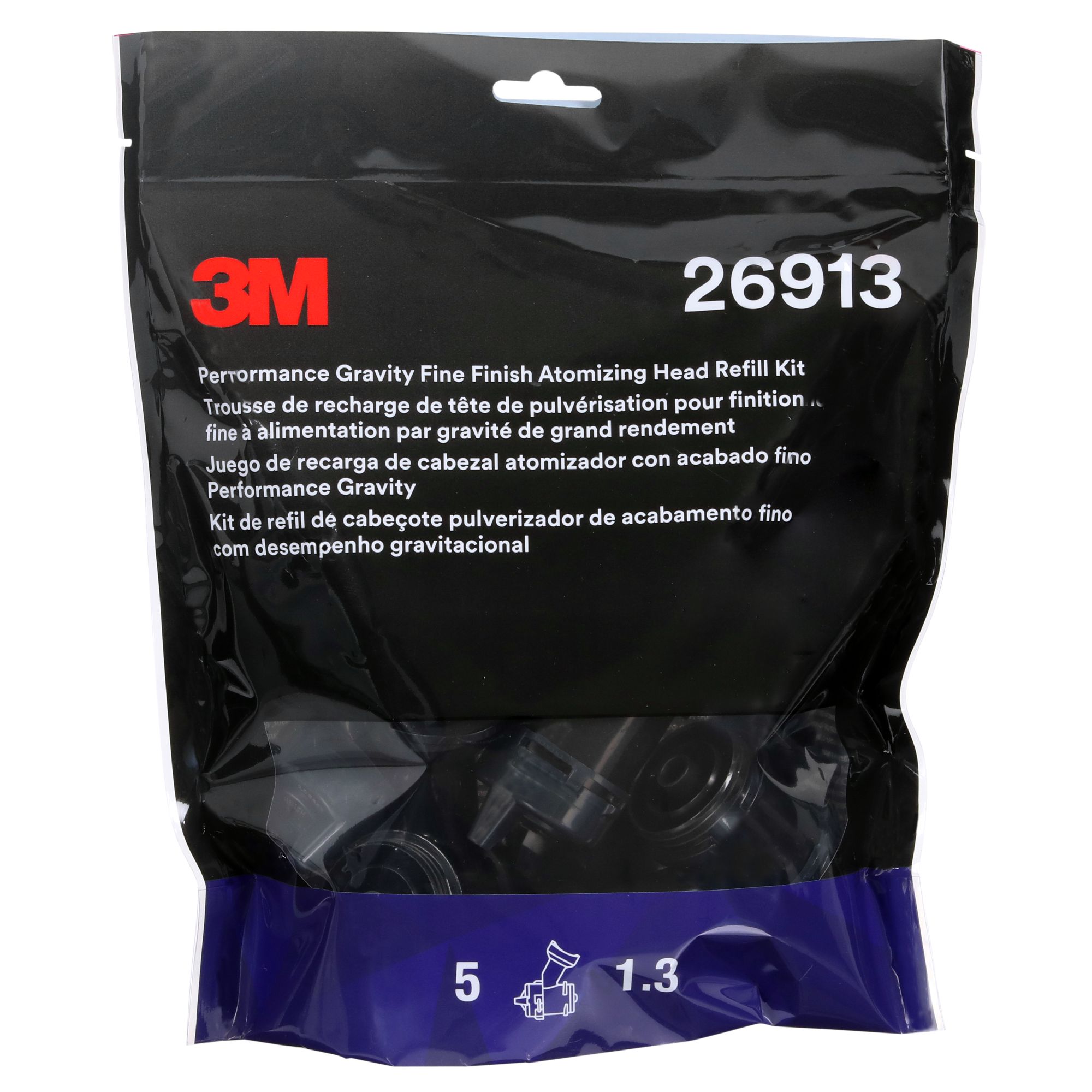 3M™ Kit de recarga de boquillas de acabado fino por gravedad de alto rendimiento, Verde, 1.3, 26913