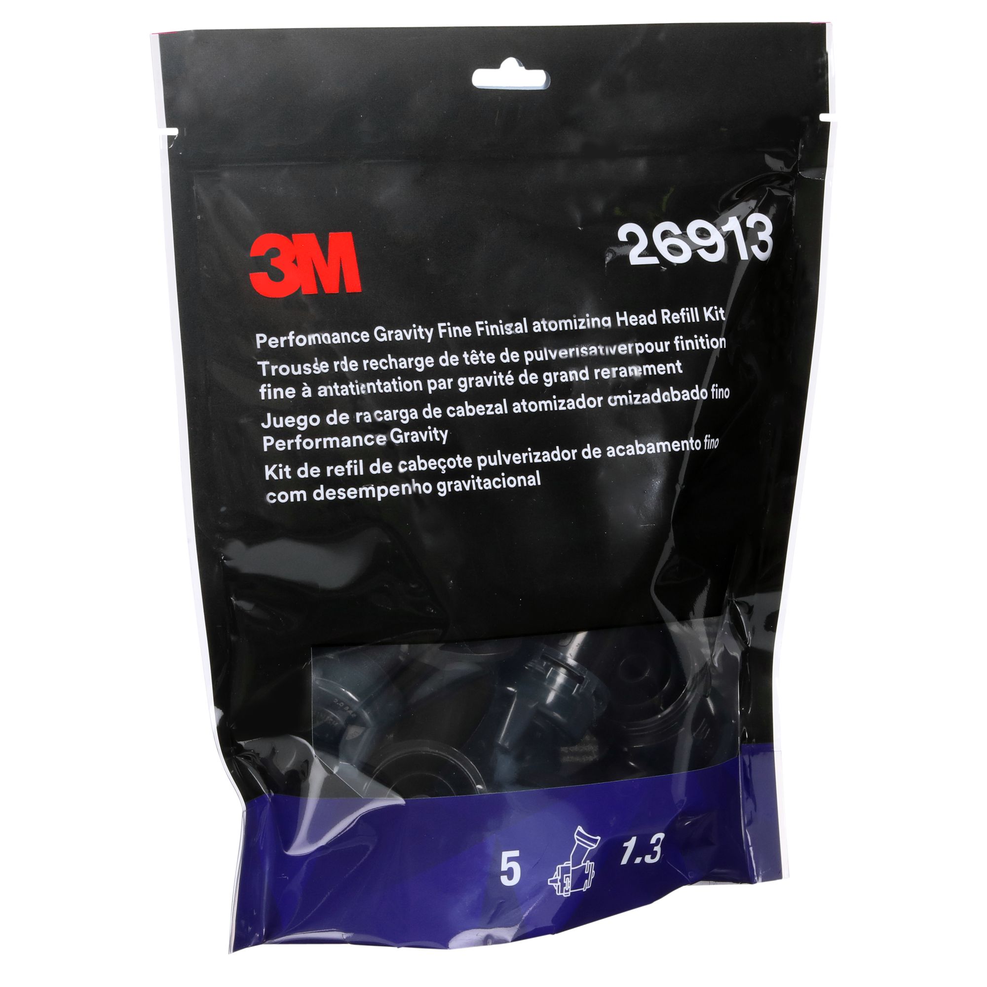 3M™ Kit de recarga de boquillas de acabado fino por gravedad de alto rendimiento, Verde, 1.3, 26913