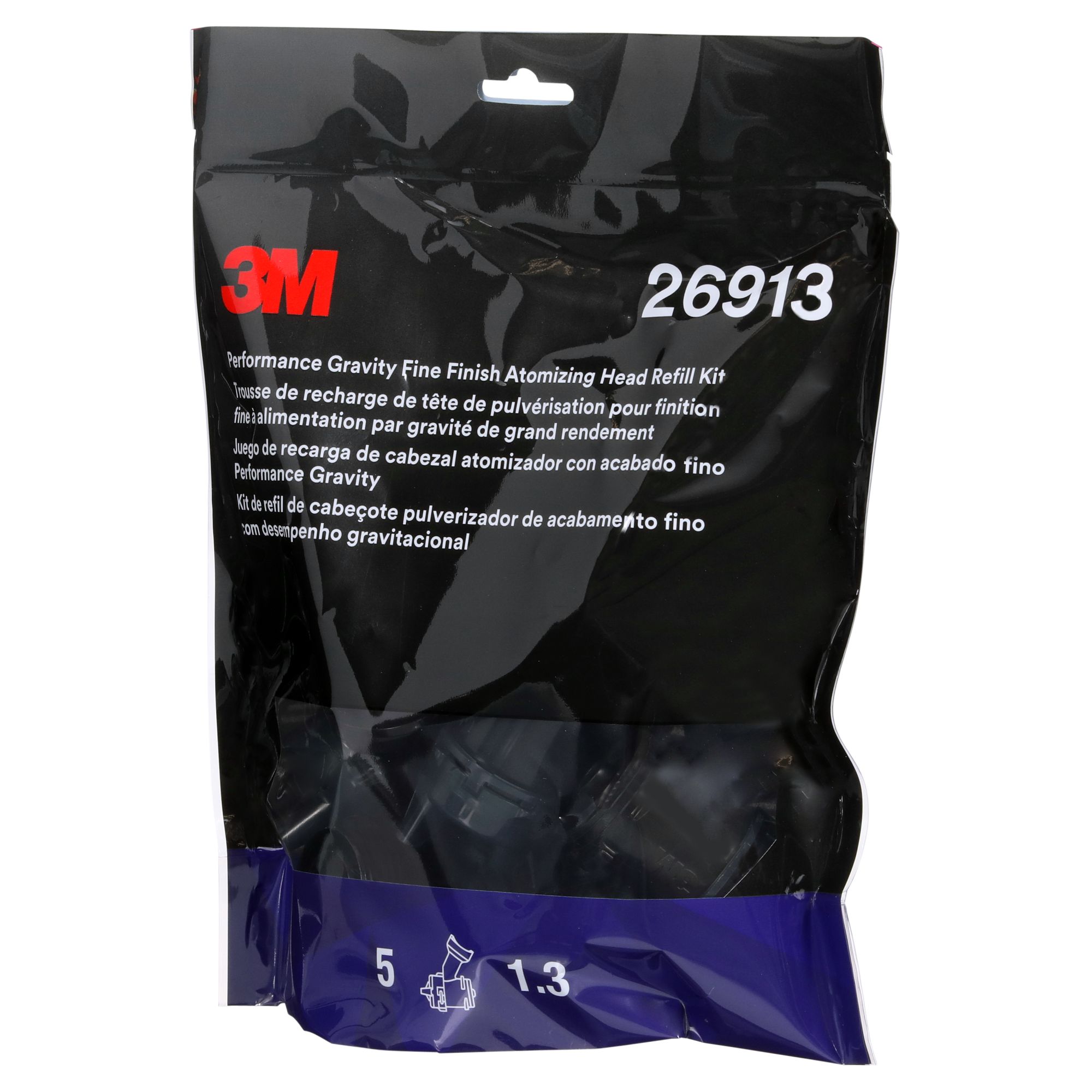 3M™ Kit de recarga de boquillas de acabado fino por gravedad de alto rendimiento, Verde, 1.3, 26913
