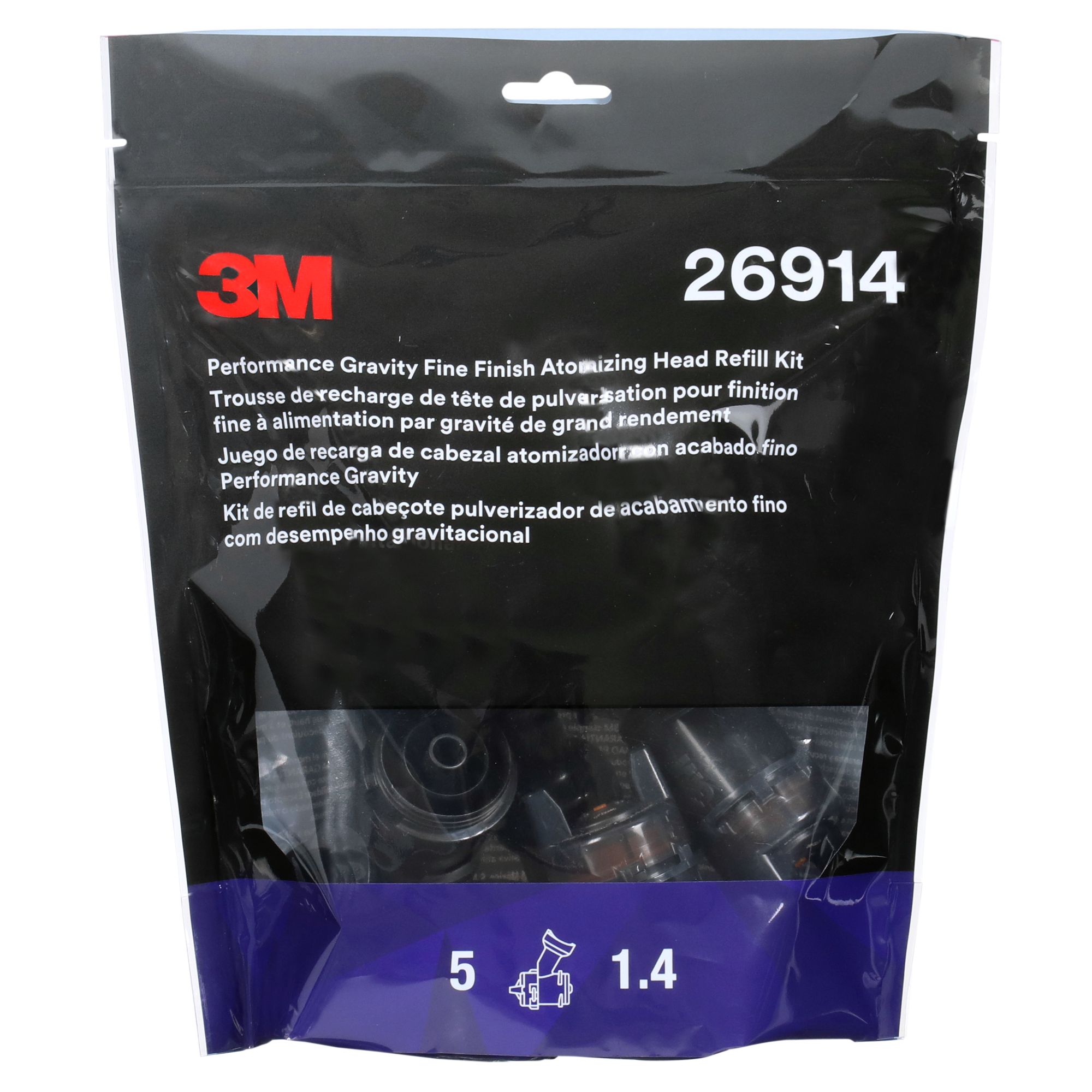 3M™ Kit de recarga de boquillas de acabado fino por gravedad de alto rendimiento, Laranja, 1.4, 26914