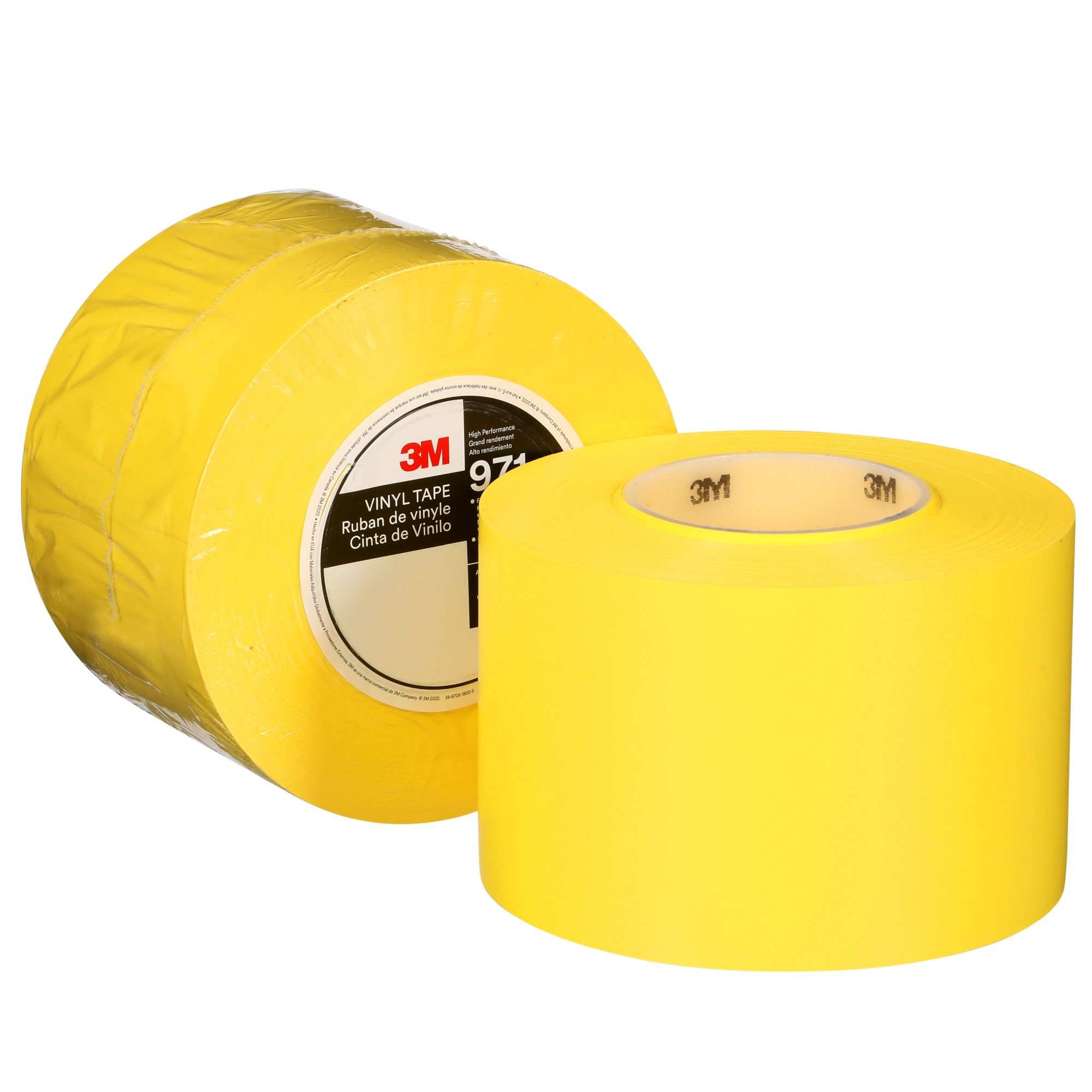 3M™ Fita de Marcação de Piso de Alto Desempenho 971, Amarela, 75 mm x 33 m, 17 mil,4 Rolos/Caixa, Embalagem individual