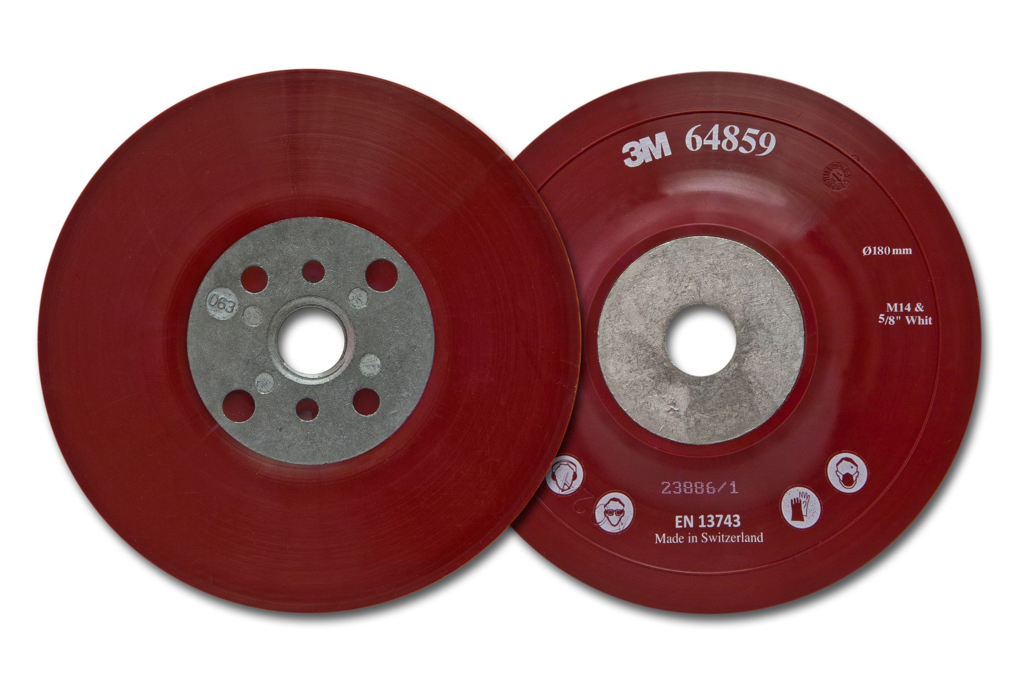 3M™ Plato para el Disco de Fibra Plano M14 Rojo Blando, 178 mm, 64859