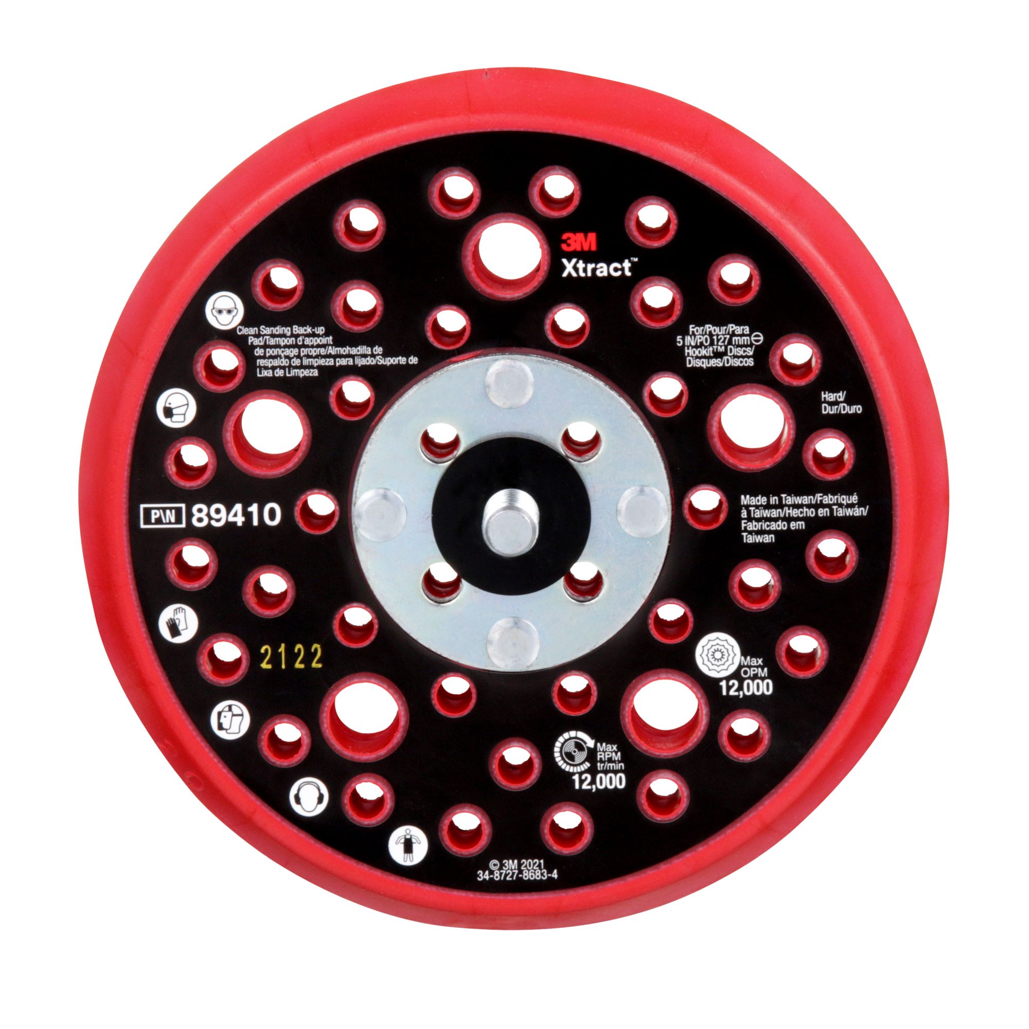 3M Xtract™ Plato de soporte, 89410, 127 mm, duro, rojo