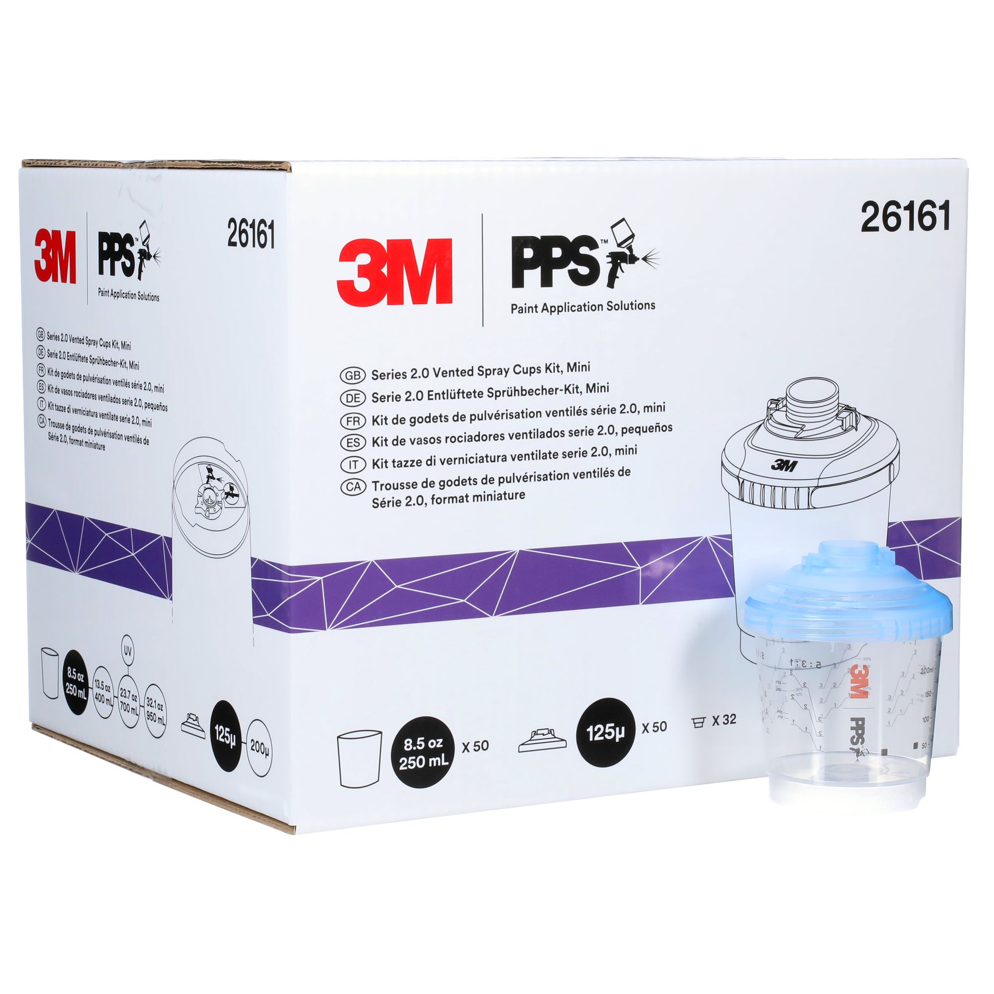 3M™ PPS™ Serie 2.0 Kit vaso ventilado, mini, 250 ml, 200 µm, 26261