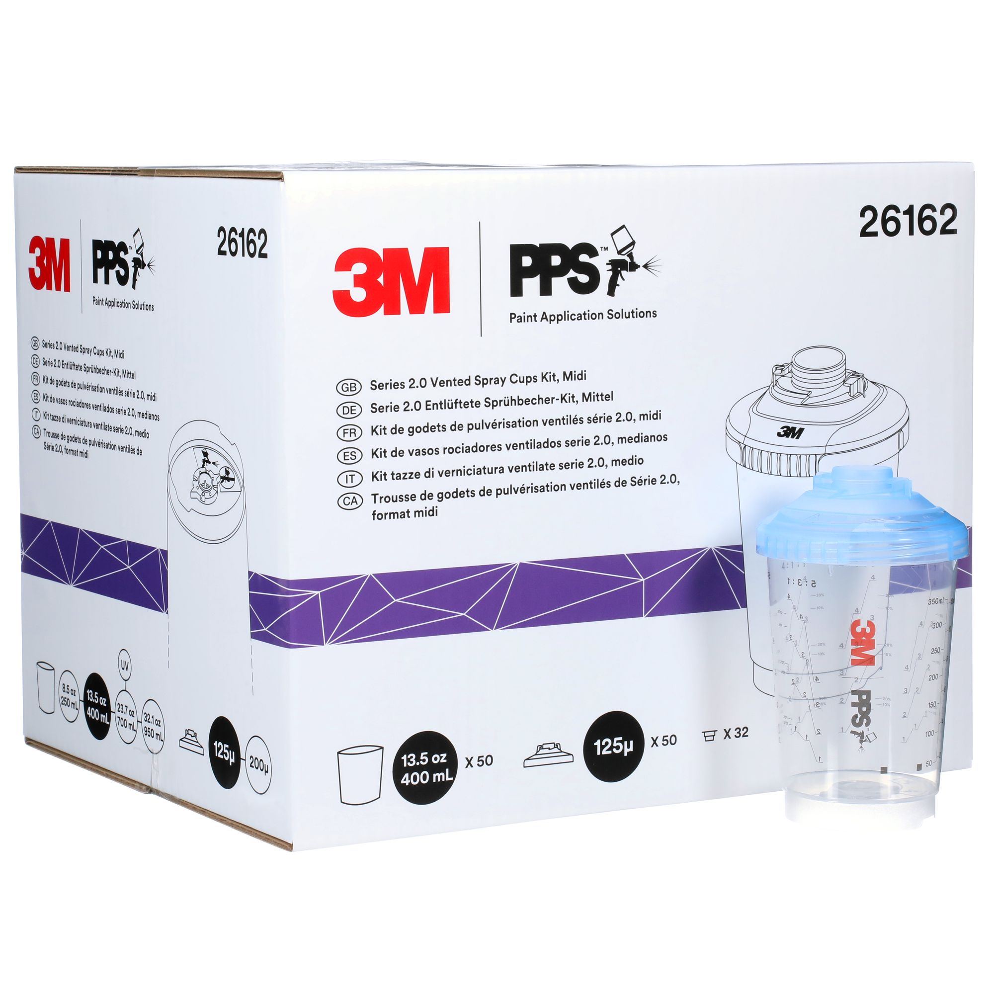 3M™ PPS™ Serie 2.0 Kit vaso ventilado, midi, 400 ml, 125 µm, 26162