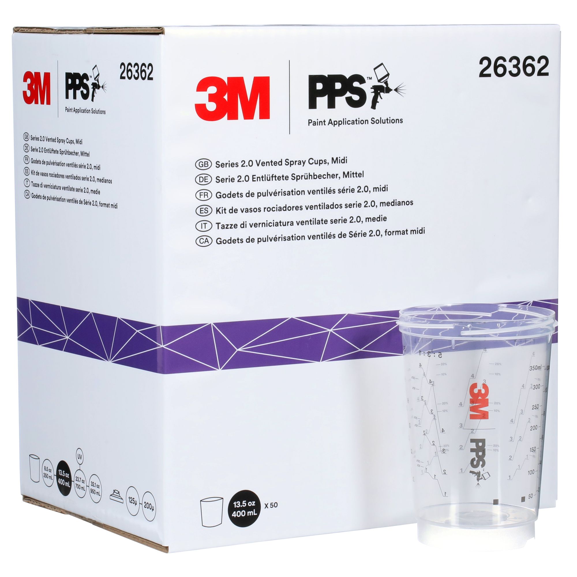 3M™ PPS™ Serie 2.0 Vaso ventilado, midi, 400 ml, 26362