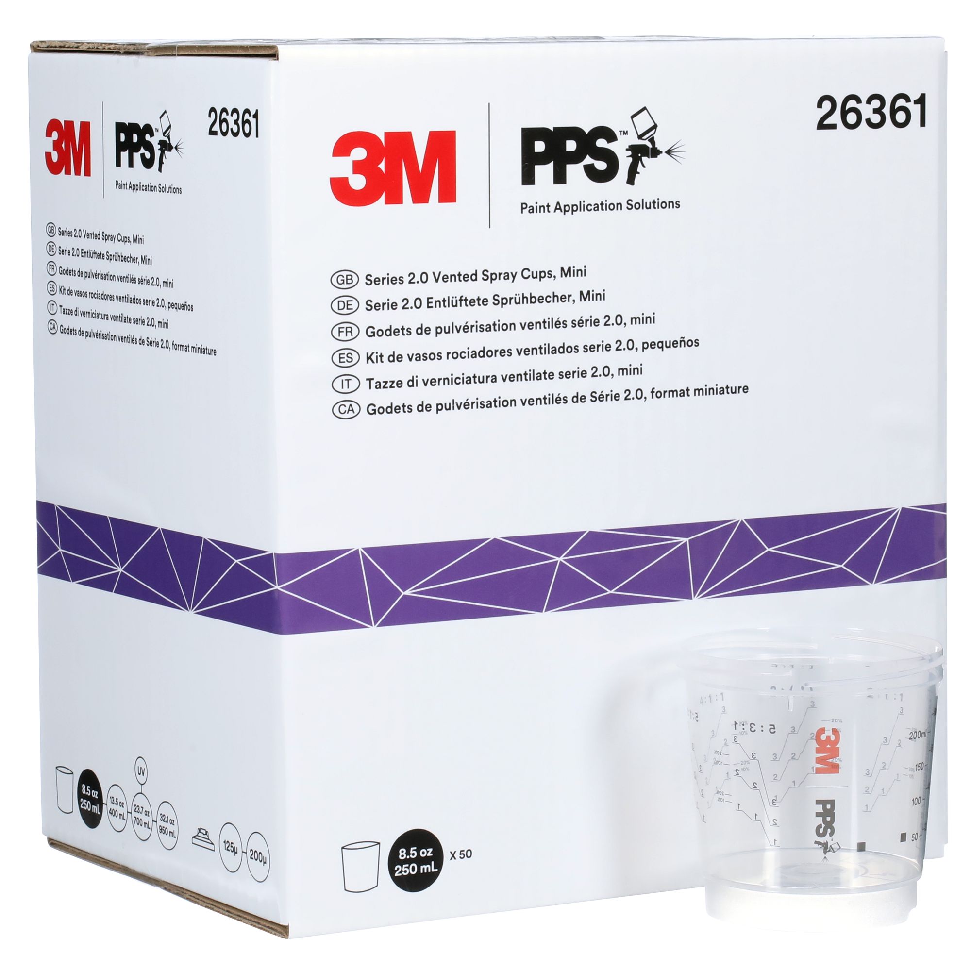 3M™ PPS™ Serie 2.0 Vaso ventilado, mini, 250 ml, 26361