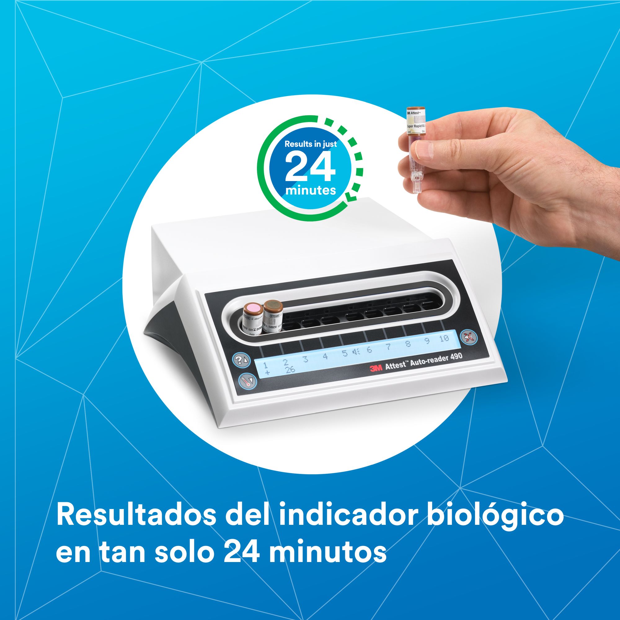 3M™ Attest™ 1496VF Paquete de Prueba para Vapor con Indicador Biológico 1492V de Lectura Súper Rápida (1hora)  24UN/EBJE (24*1496VF + 5*1492V)