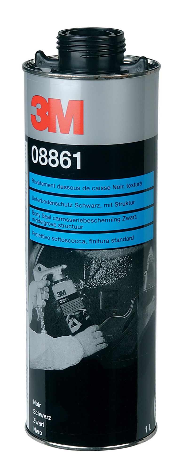 3M™ Recubrimiento Body Schutz, recubrimiento para bajos, texturizado, negro, 1 L, 08861