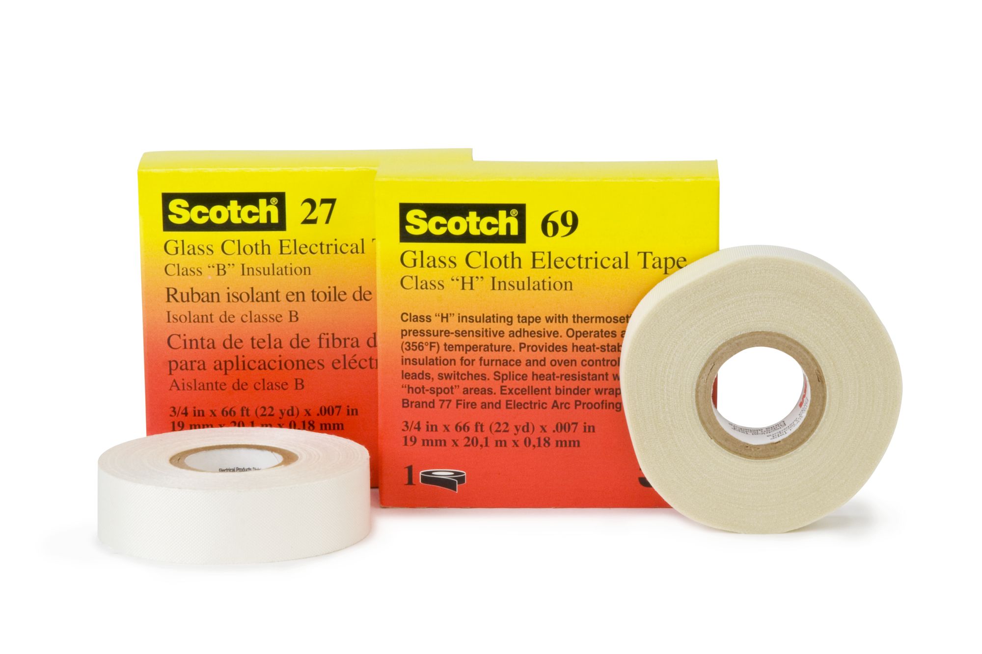 3M™ 69 Cinta de fibra de vidrio, 1219 mm x 33 m x 0,18 mm, rollo sin recortar