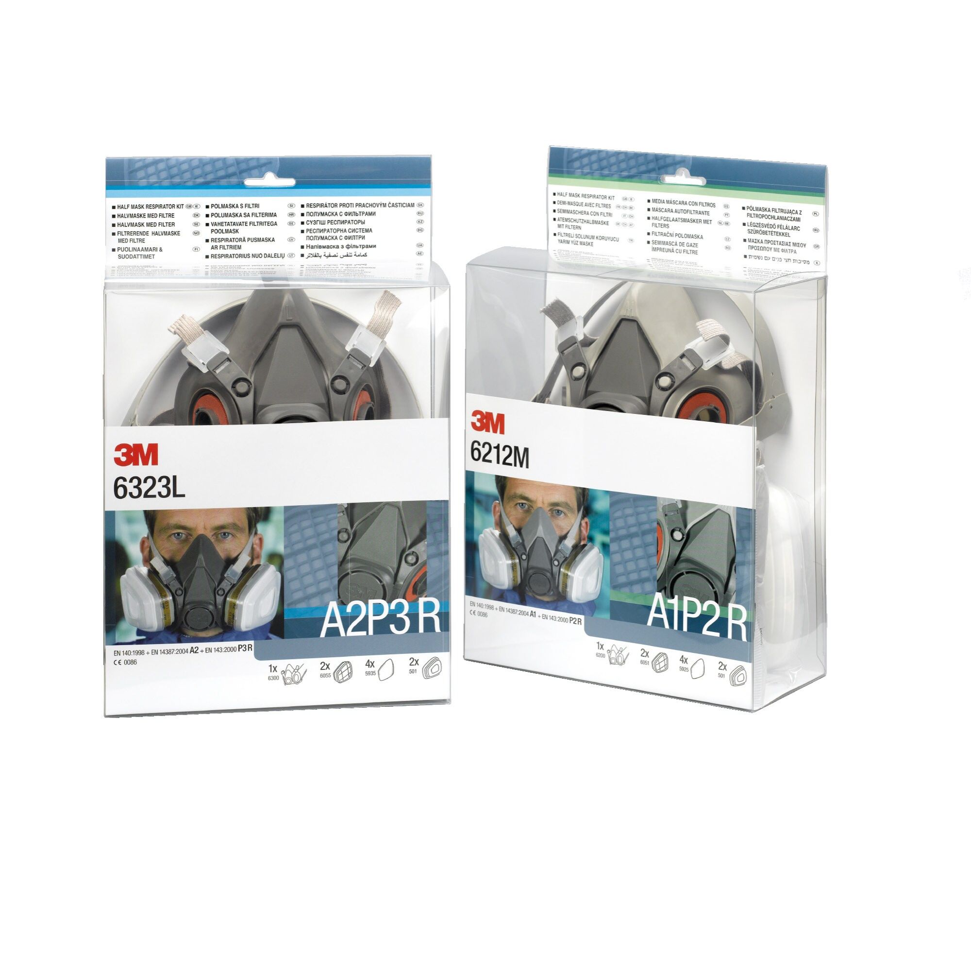 3M™ Kit de media máscara reutilizable, filtro A1P2 R, máscara mediana, 6212M