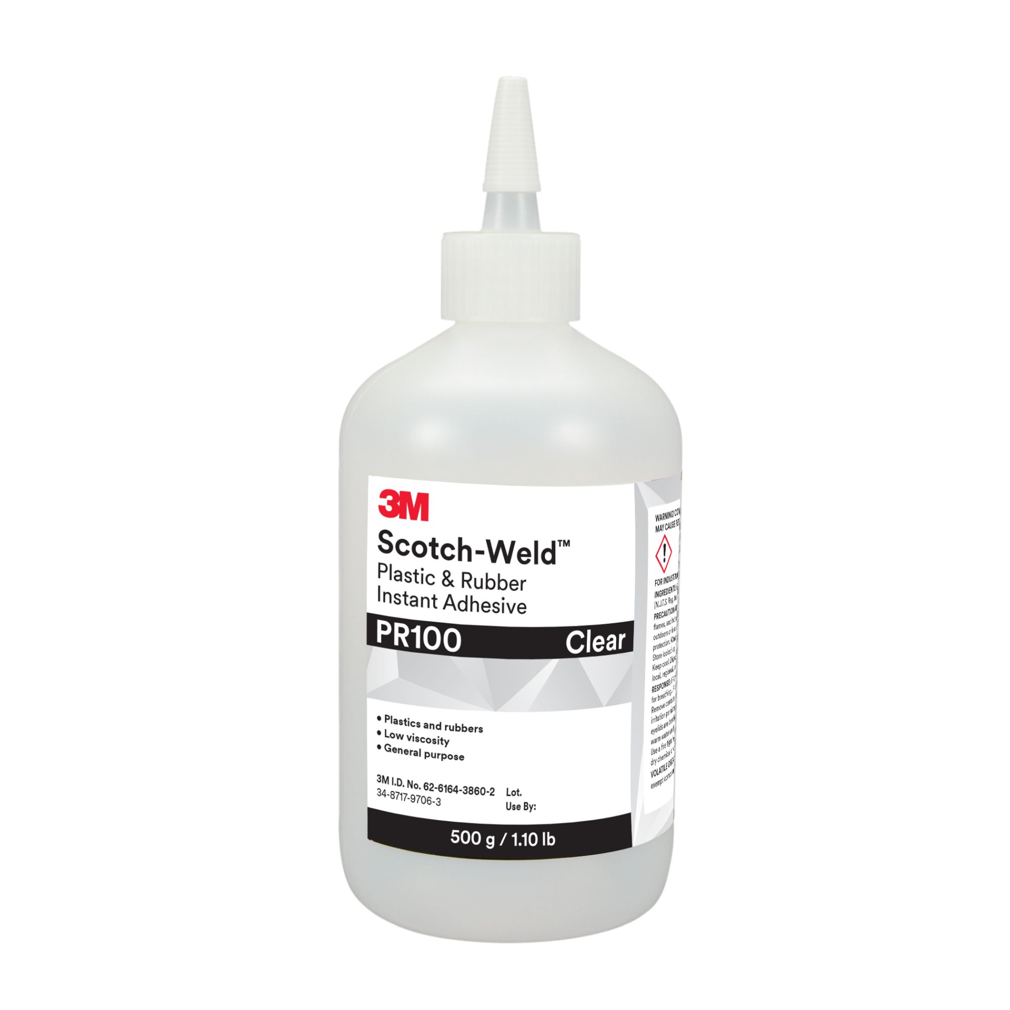 3M™ Scotch-Weld™ Adhesivo instantáneo plástico y caucho PR100, Transparente, 500 g