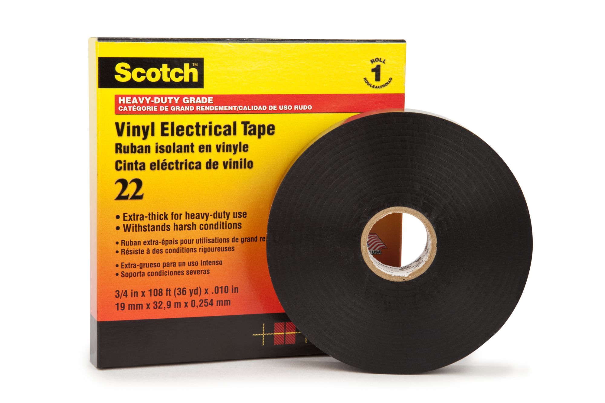 Scotch® 22 Cinta eléctrica de PVC negra  de 19 mm x 33 m
