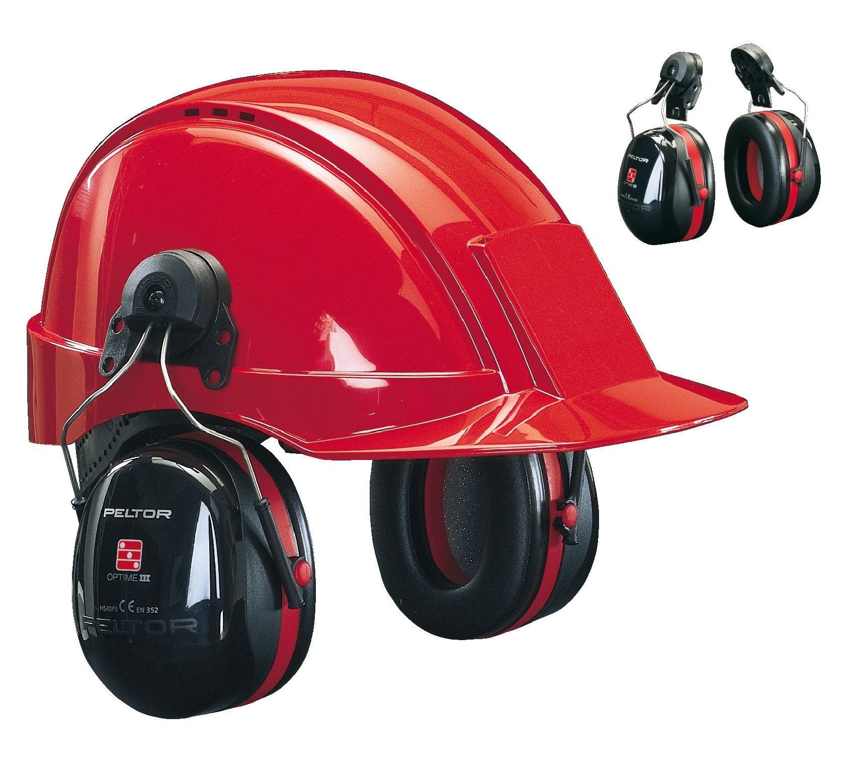 3M™ PELTOR™ Optime™ III Orejeras, 34 dB, negro/rojo, versión montada en casco, H540P3EB-413-SV