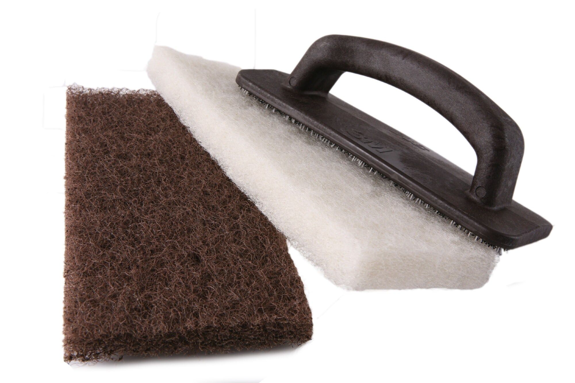 3M™ Doodlebug™ Kit de Limpieza de Bordes y Escalones 6473K, Soporte de Almohadilla Marrón, Almohadillas Marrón y Blanca, 4/Caja