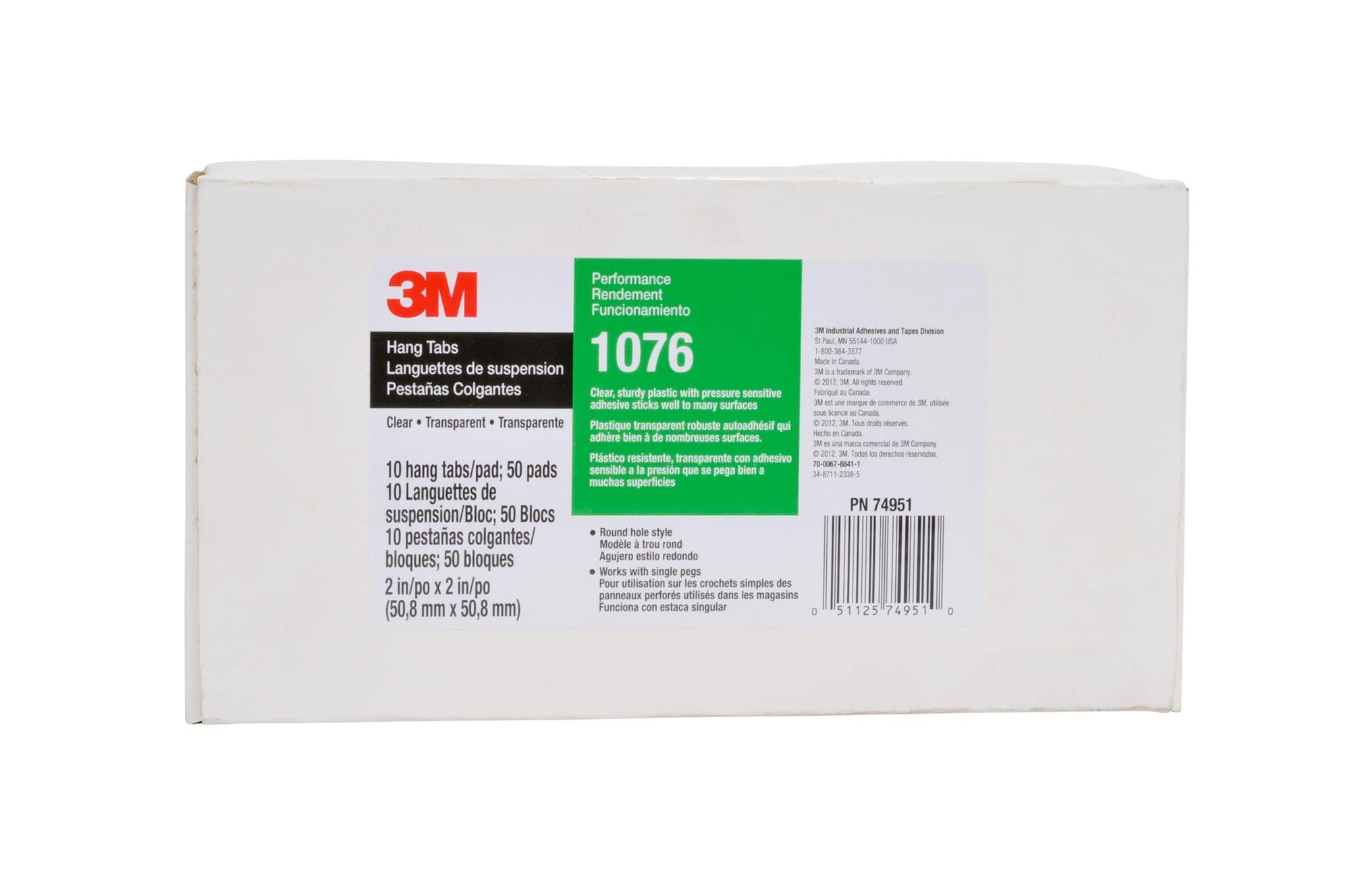 3M™ Percha Redonda 1076, Transparente, 50mm x 50mm