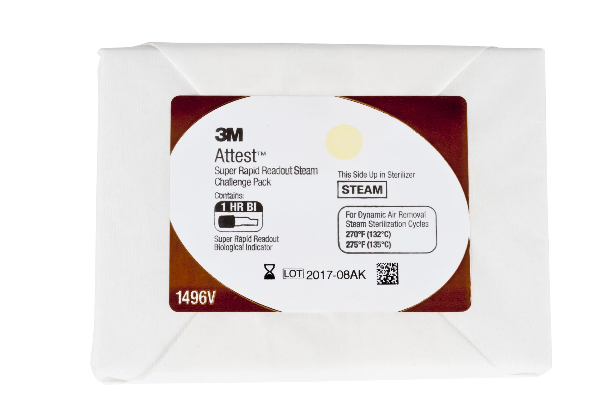 3M™ Attest™ 1496VF Paquete de Prueba para Vapor con Indicador Biológico 1492V de Lectura Súper Rápida (1hora)  24UN/EBJE (24*1496VF + 5*1492V)