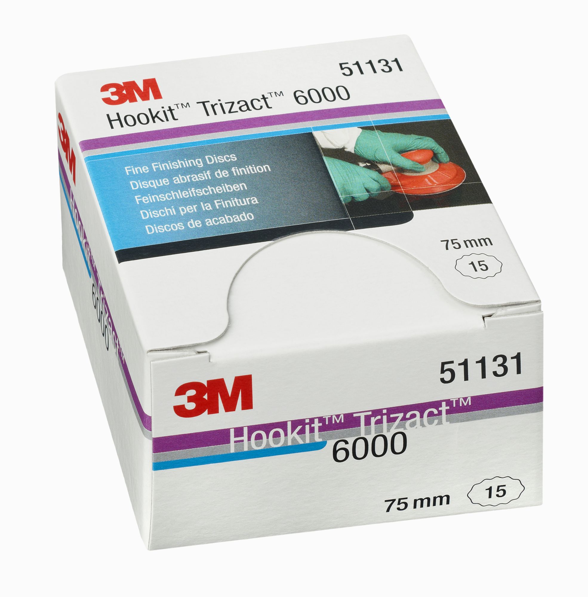 3M™ Trizact™ Hookit™ Disco abrasivo de acabado 443SA, 75 mm, sin agujeros, P6000, 51131