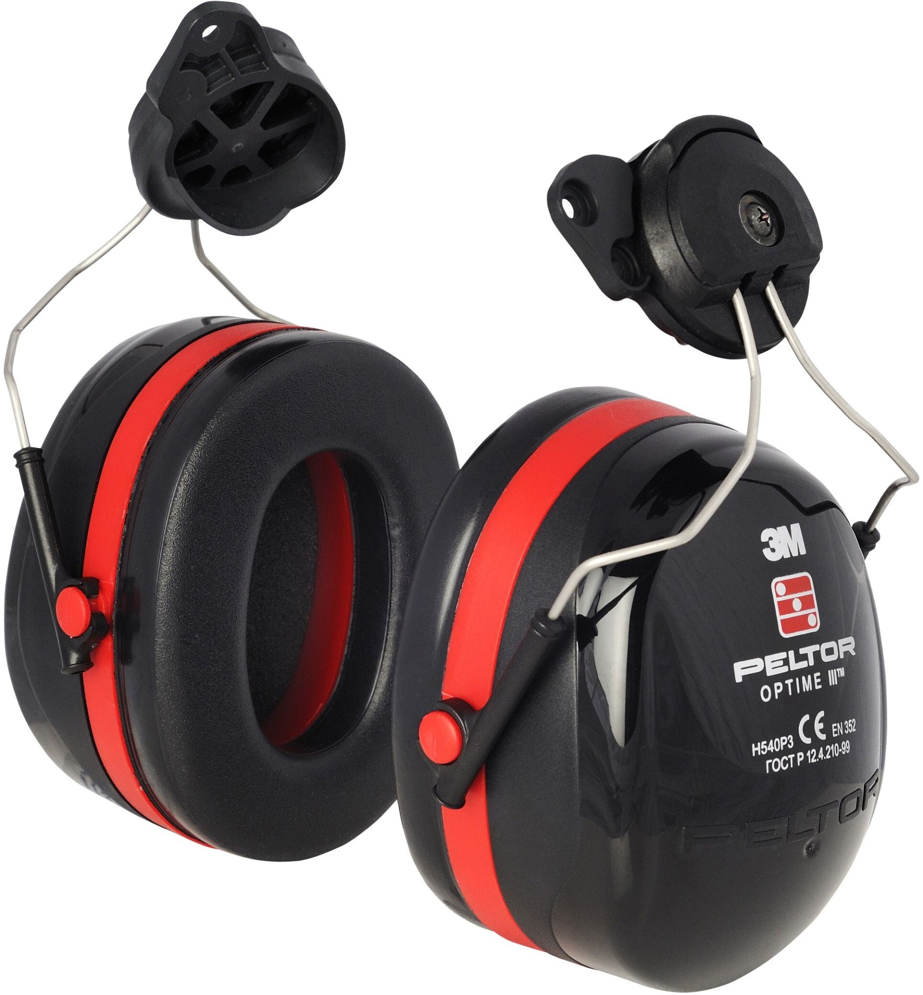 3M™ PELTOR™ Optime™ III Orejeras, 34 dB, negro/rojo, versión montada en casco, H540P3EB-413-SV