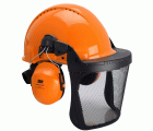 3M™ Combinación de casco forestal, casco naranja G3000, orejeras H31, pantalla facial de malla V5C, G3000NOR31V5C