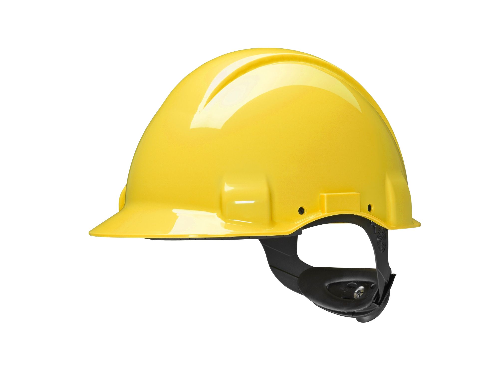 3M™ Casco, Uvicator, con arnés de ruleta, sin ventilación, dieléctrico de 440 V, con banda antisudor de plástico, amarillo, G3001NUV-GU