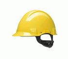 3M™ Casco, Uvicator, con arnés de ruleta, sin ventilación, dieléctrico de 440 V, con banda antisudor de plástico, amarillo, G3001NUV-GU