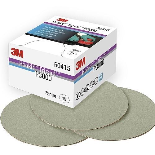 3M™ Trizact™ Hookit™ Disco abrasivo de acabado 443SA, 75 mm, sin agujeros, P3000, 50415
