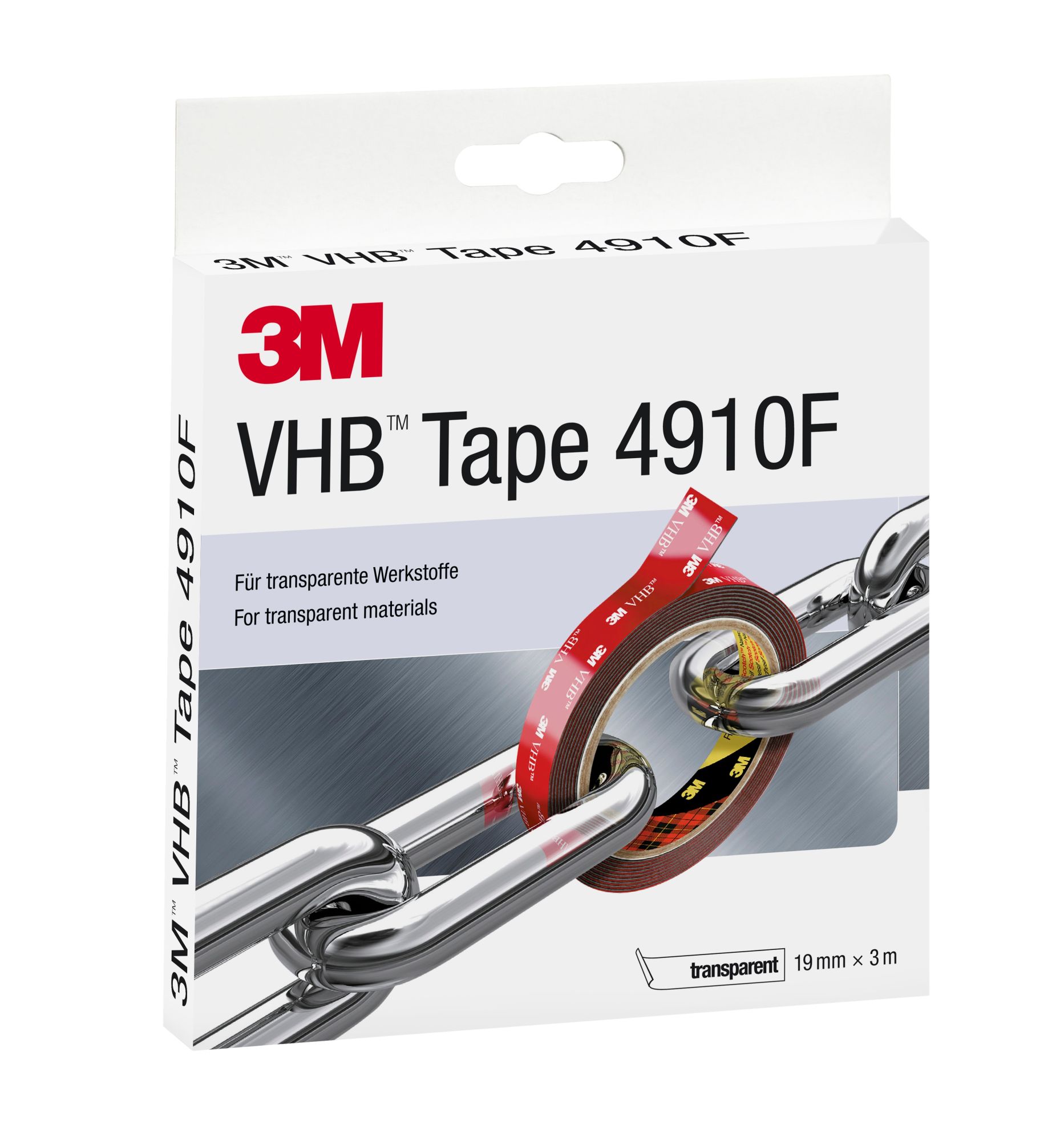 3M™ VHB™ Cinta de Espuma Acrílica 4910F, Transparente, 19 mm x 3 m, 1.0 mm