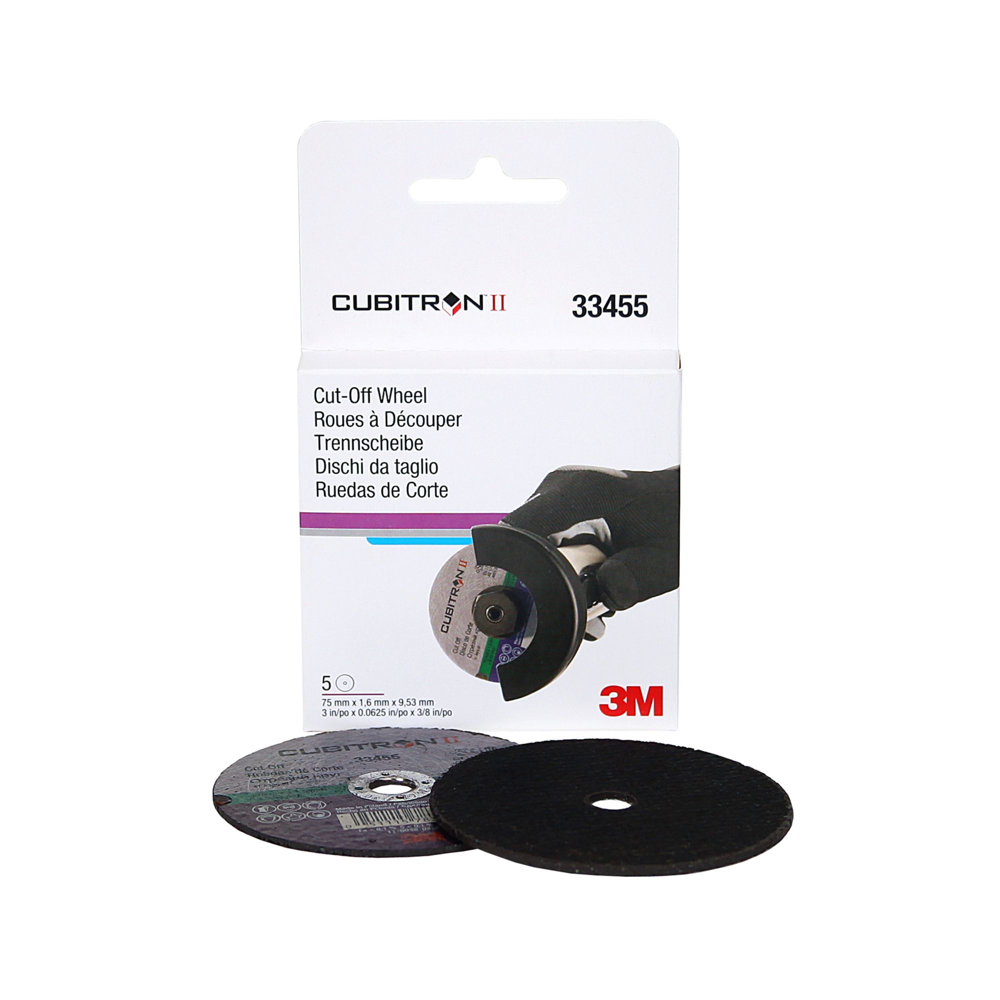 3M™ Cubitron™ II Rueda de corte, 75 mm x 1,6 mm x 9,53 mm, 33455