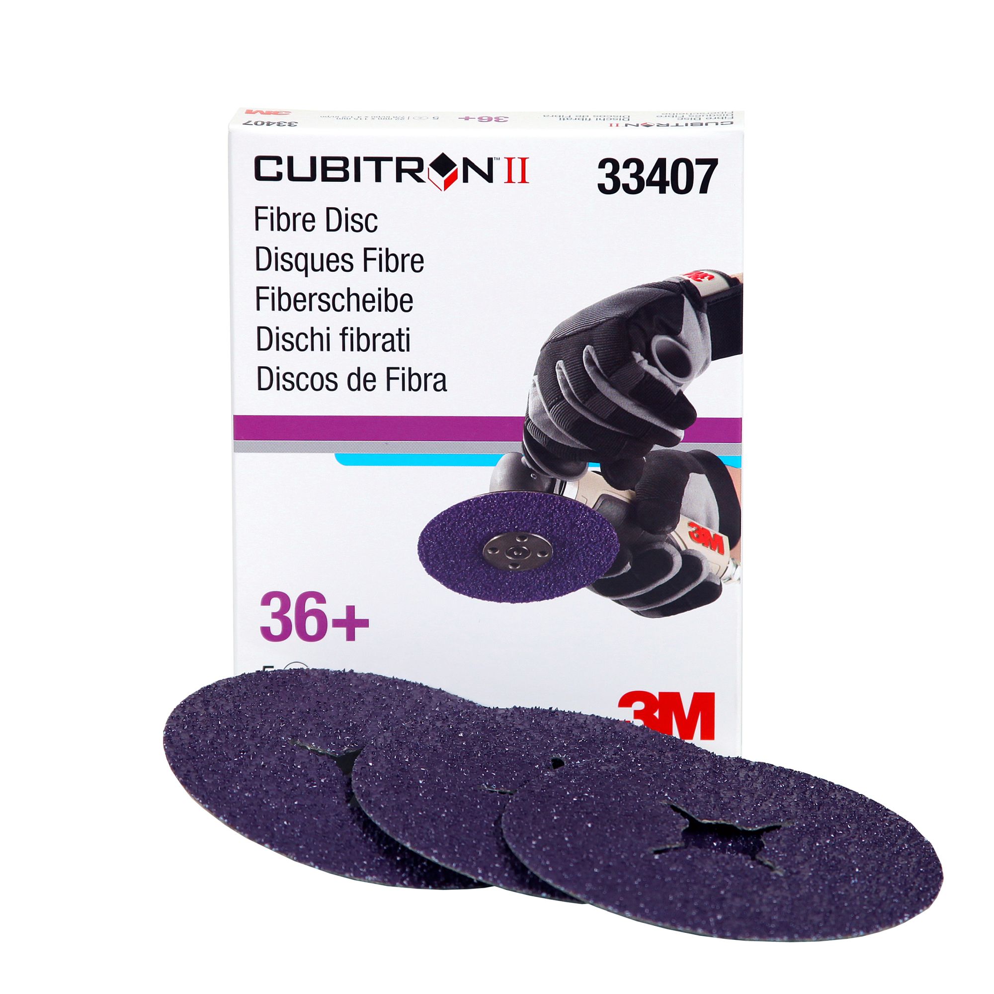 3M™ Cubitron™ II Disco de fibra abrasivo 786C, 115 mm x 22 mm, con ranuras, 36+, 33407