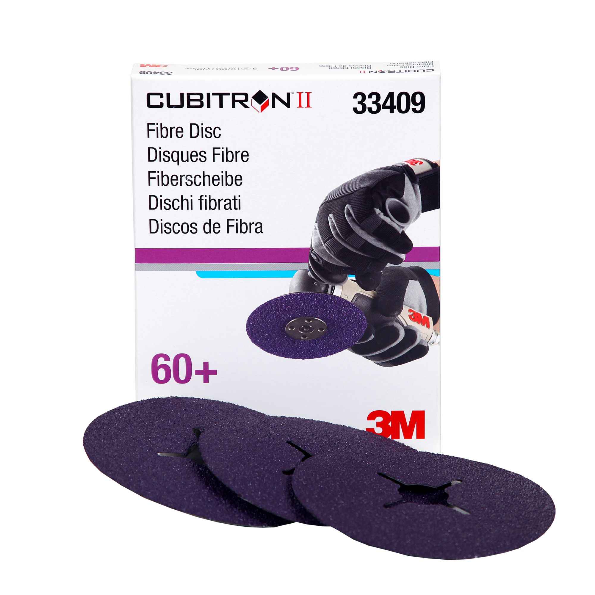 3M™ Cubitron™ II Disco de fibra abrasivo 786C, 115 mm x 22 mm, con ranuras, 60+, 33409