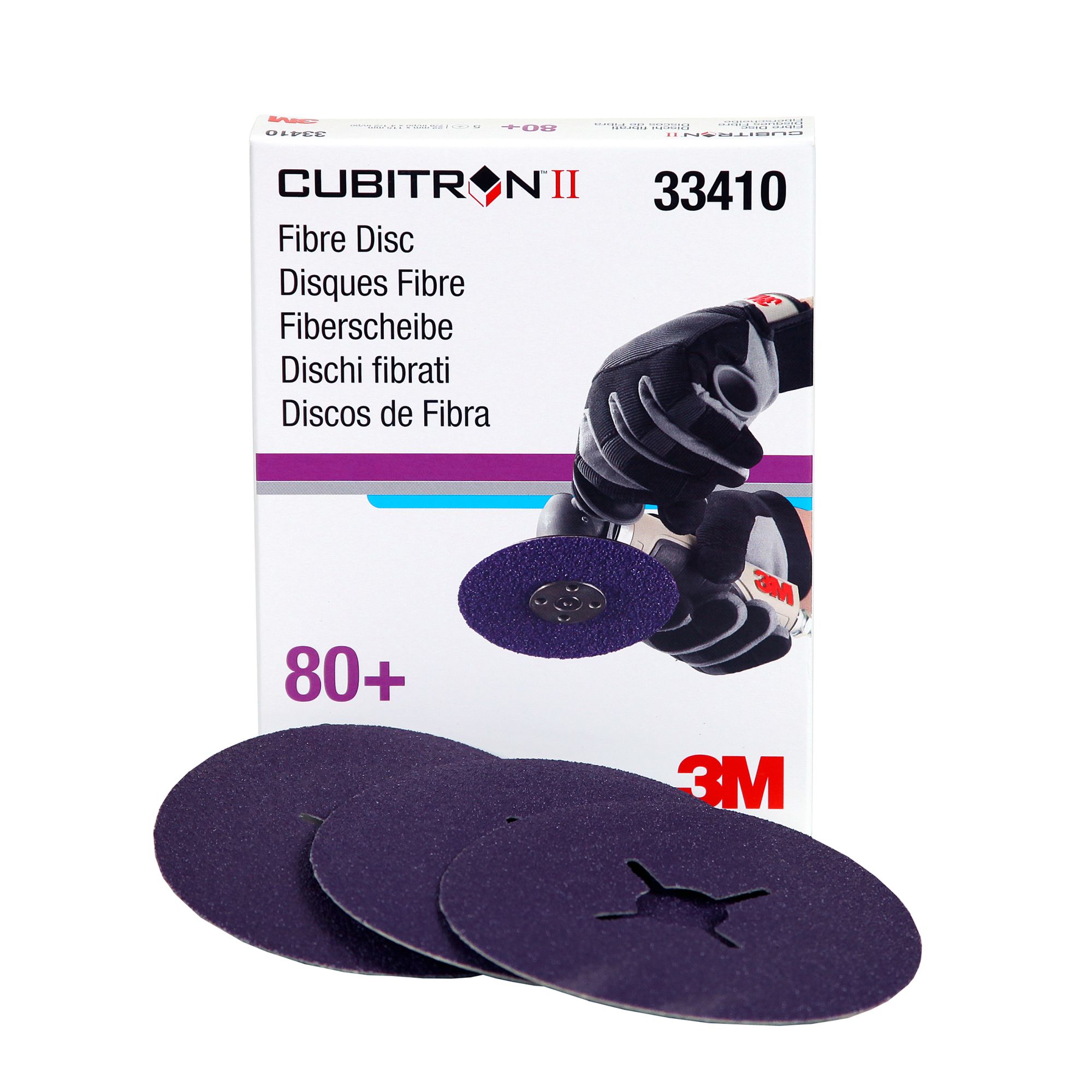 3M™ Cubitron™ II Disco de fibra abrasivo 786C, 115 mm x 22 mm, con ranuras, 80+, 33410