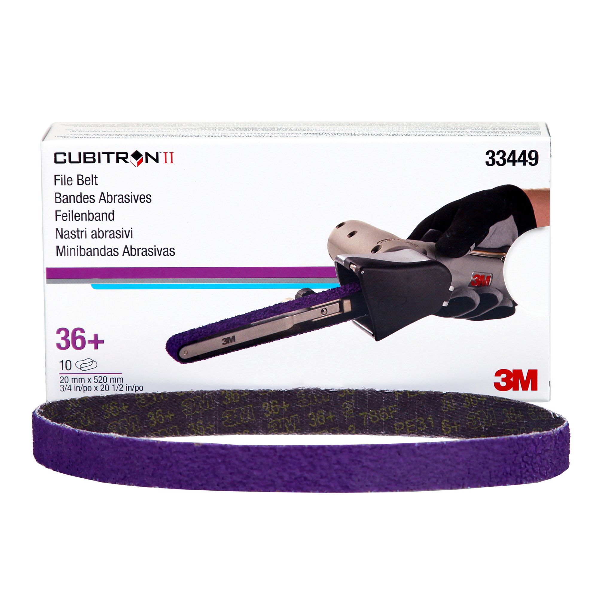 3M™ Cubitron™ II Banda abrasiva 786F, 20 mm x 520 mm, 36+, 33449