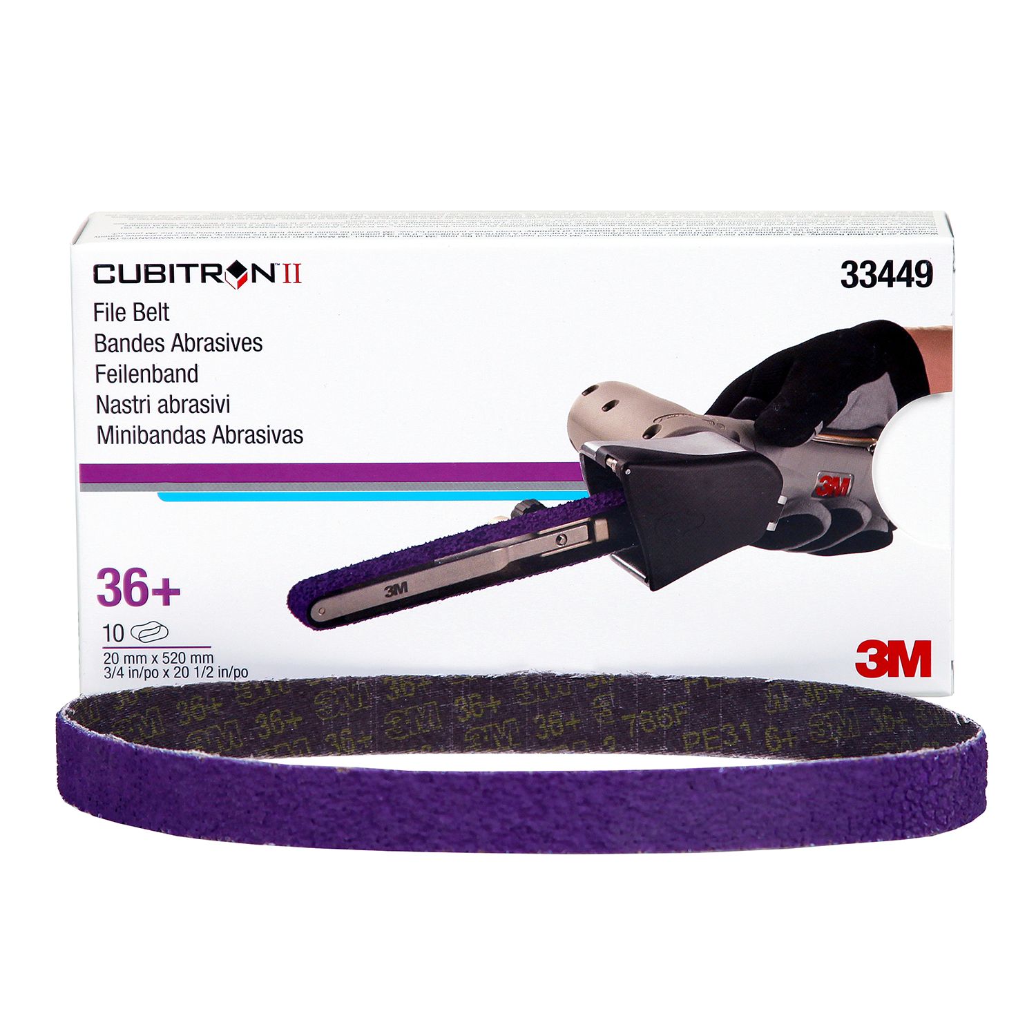 3M™ Cubitron™ II Banda abrasiva 786F, 20 mm x 520 mm, 36+, 33449