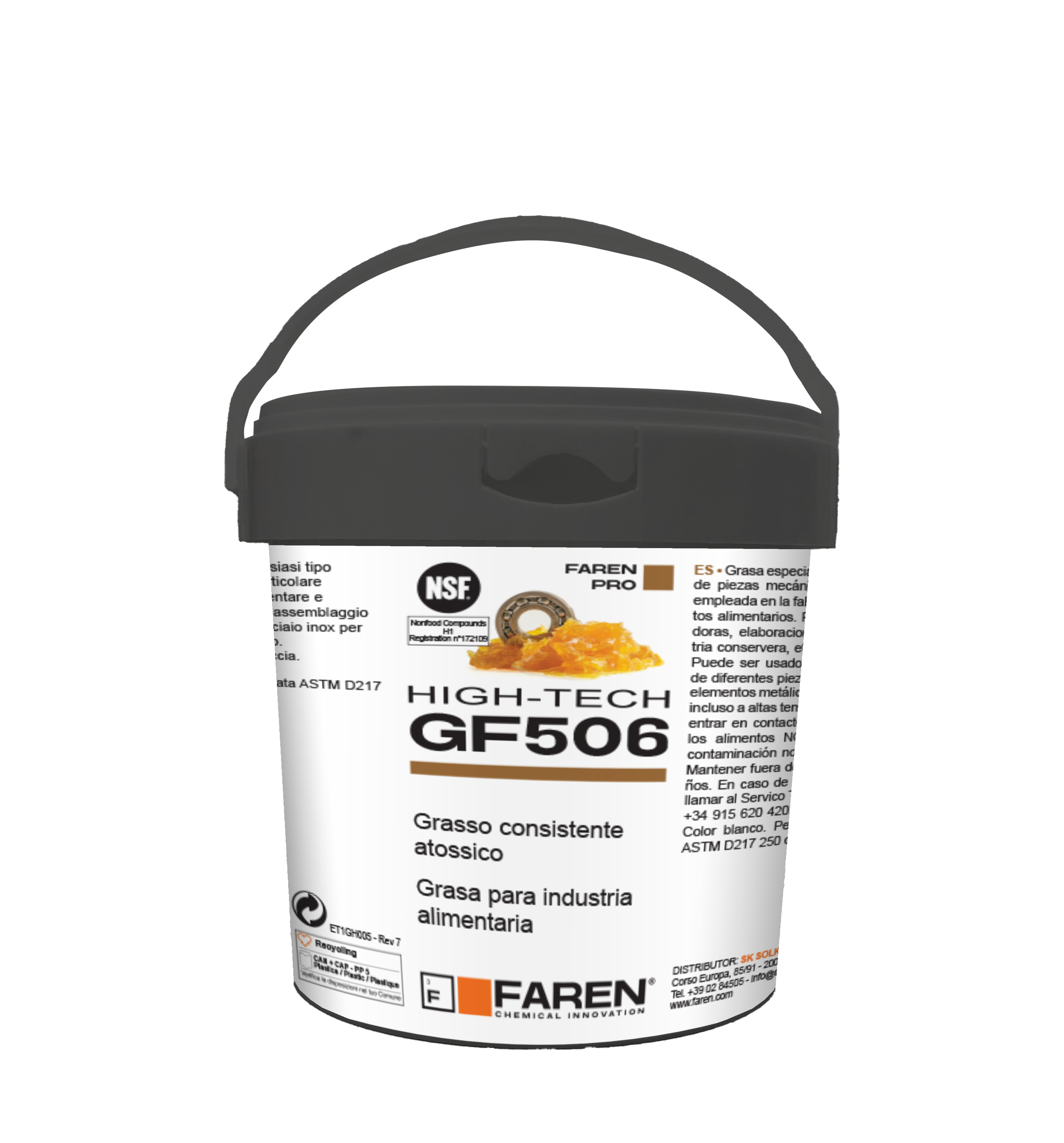 GRASA PARA INDUSTRIA ALIMENTARIA CON ACEITE BLANCO FARMACÉUTICO NSF - GF506 5 KG