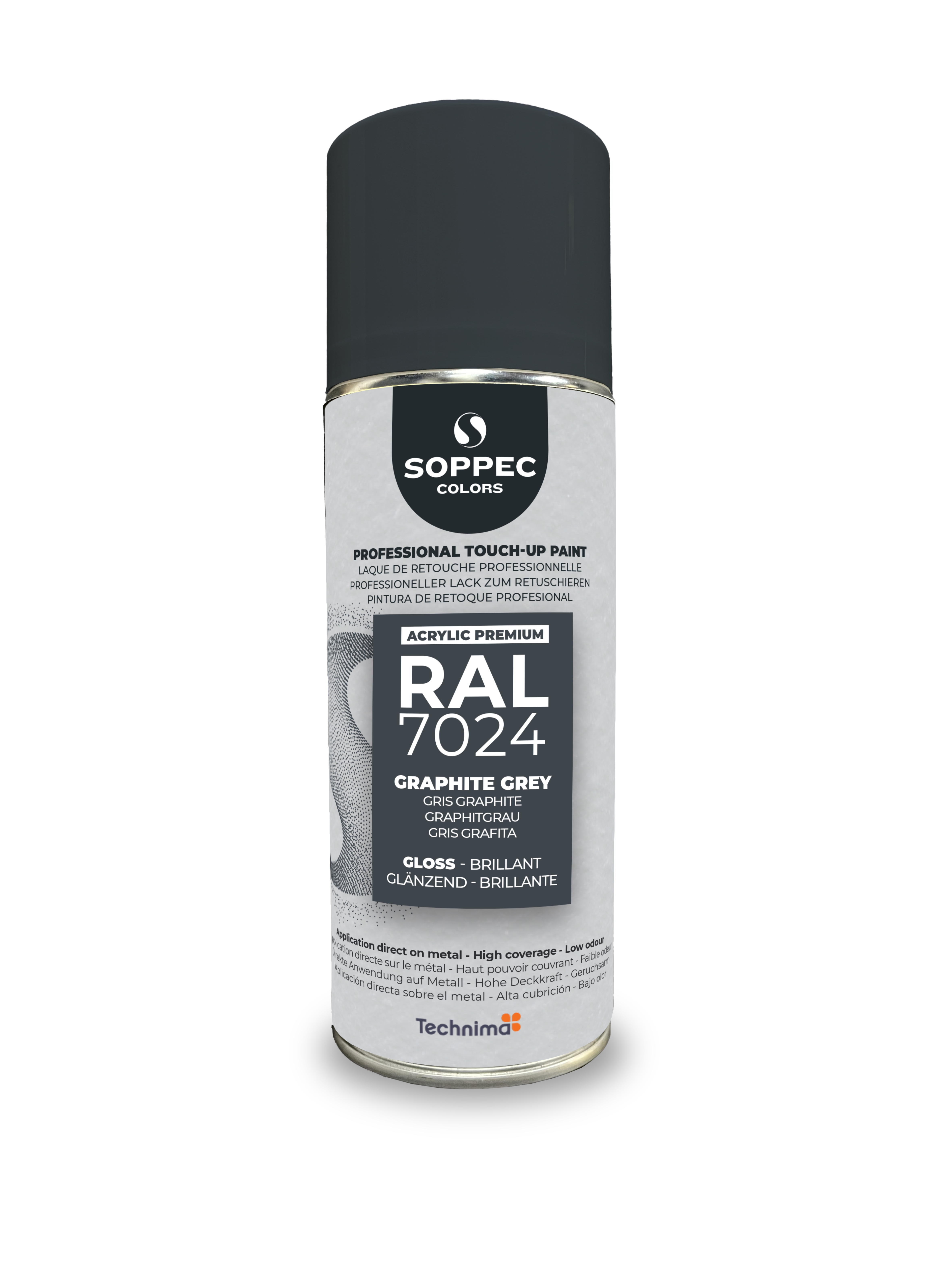 PINTURA SPRAY PROFESIONAL SOPPEC RAL PREMIUM 7024 BRILLANTE