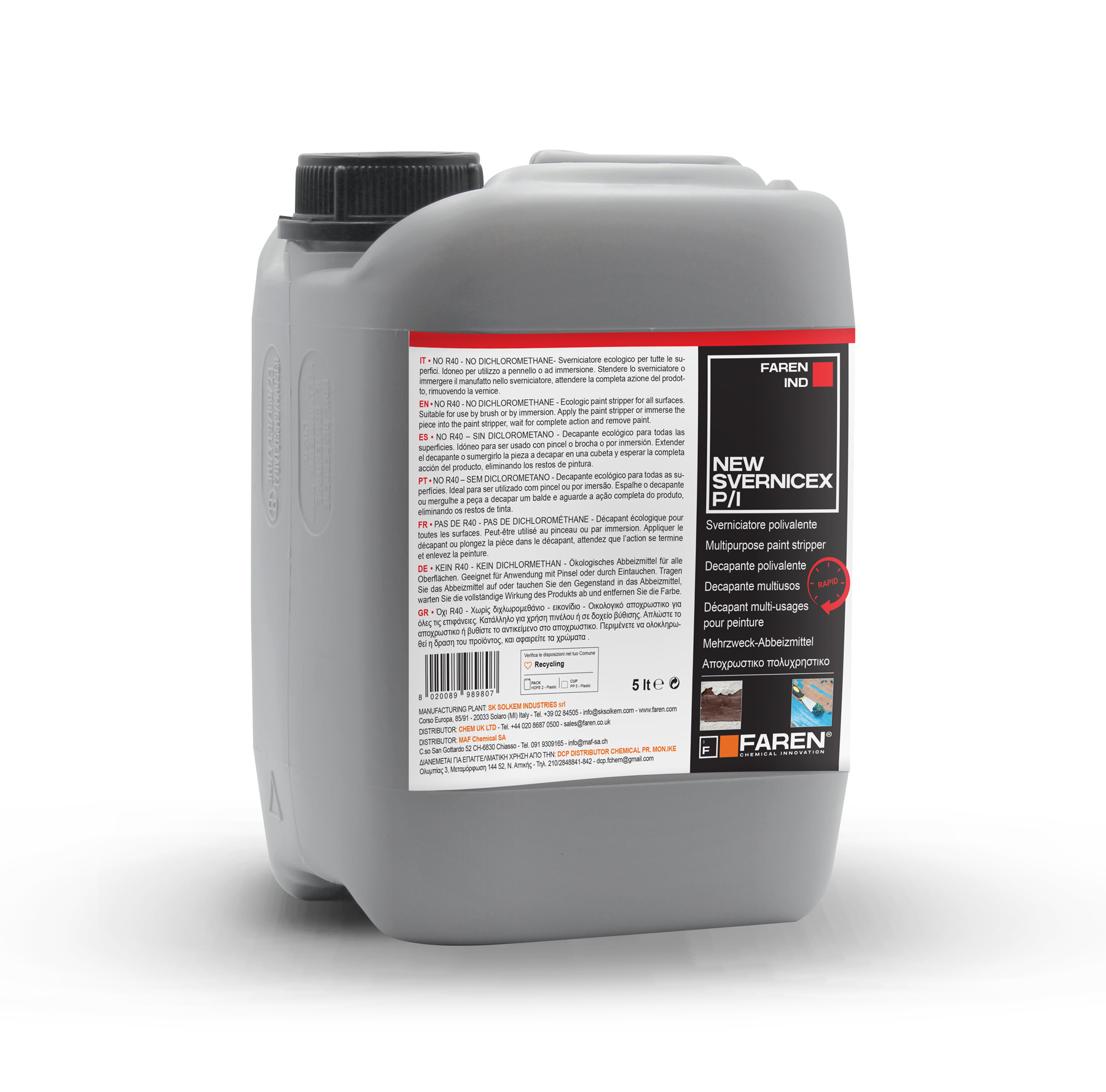 Decapante denso en gel SVERNICEX P5 (NO DCM) Bidón plástico 5 Kg/ Lt