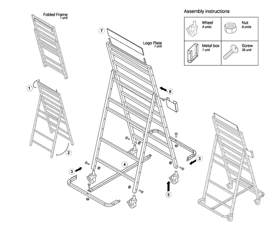 Expositor tipo carro para tornillos apriete