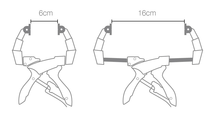Pinza progresiva extensible