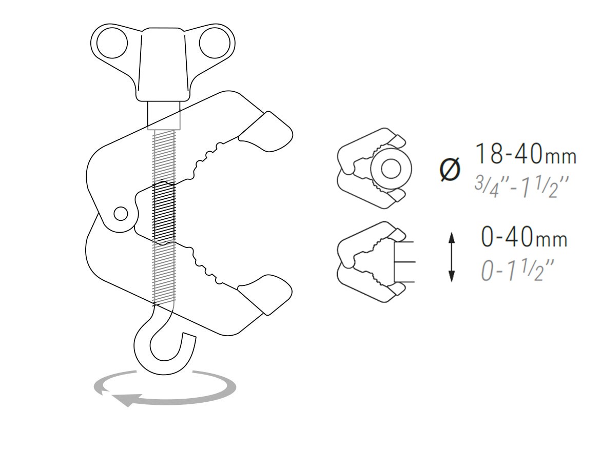 PINZA ACCESORIO PUNTALES MULTICLAMP CON GANCHO
