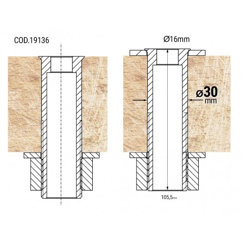 TCP - Casquillo adaptador para Bancos de Madera