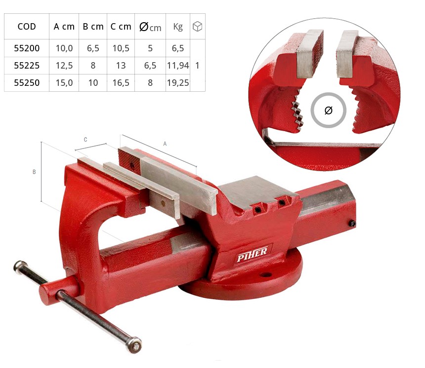 Tornillo de Banco con Guía Cuadrada + Amarre de Tubos