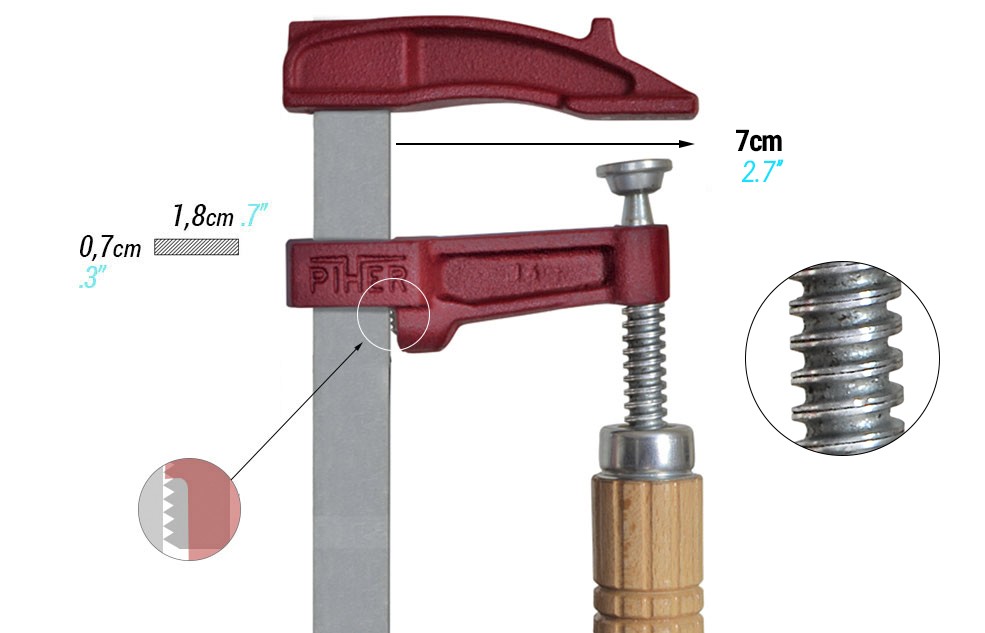 Tornillo apriete Marqueteria Mango Madera
